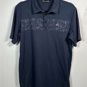 Travis Mathew Navy Polo with Speckled Chest Band